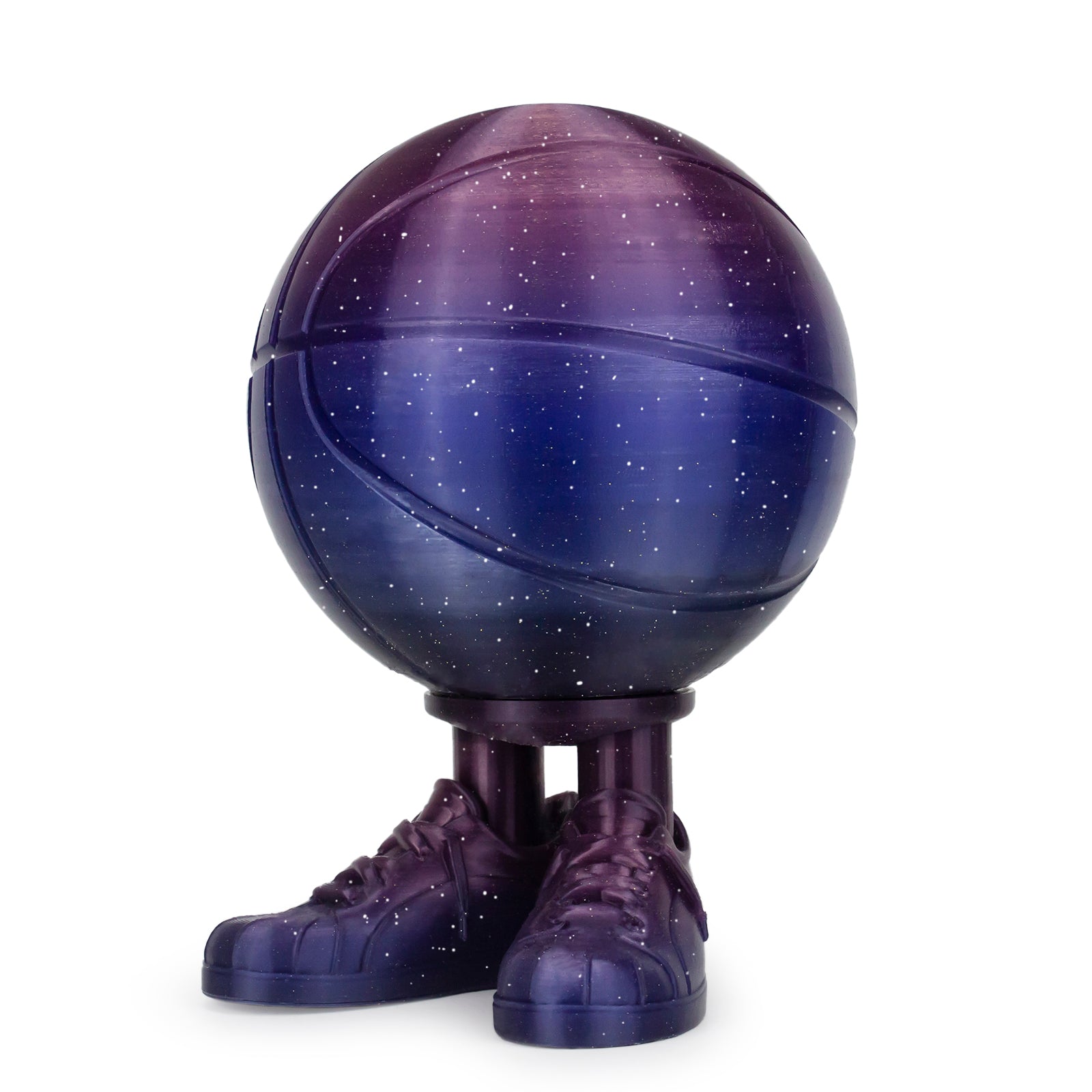 Purple basketball with starry pattern on a white background
