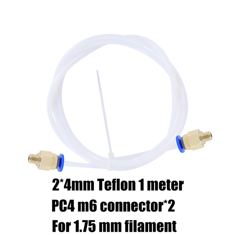 PTFE Tube +Connector 1.75mm filament - PC4 M6